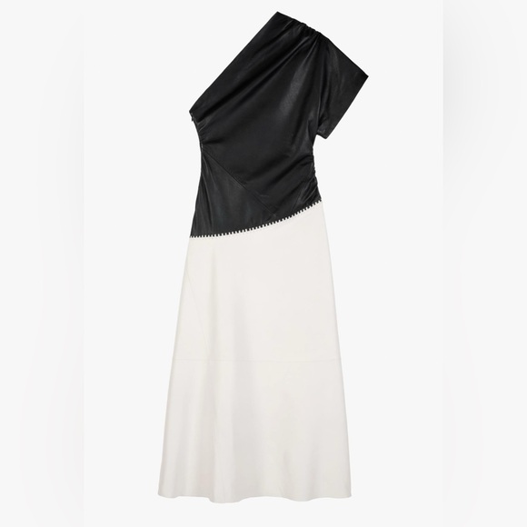 ZARA GENUINE LEATHER ASYMMETRIC DRESS LIMITED EDITION SZ XS - Picture 9 of 13